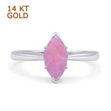 Marquise Lab Created Pink Opal Solitaire Gold Ring