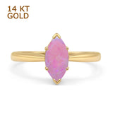 Marquise Lab Created Pink Opal Solitaire Gold Ring