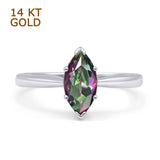 Marquise Rainbow CZ Solitaire Gold Ring