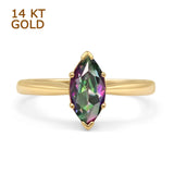 Marquise Rainbow CZ Solitaire Gold Ring