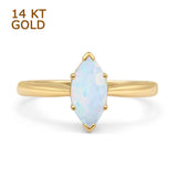 Marquise Lab Created White Opal Solitaire Gold Ring