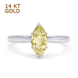 Marquise Yellow CZ Solitaire Gold Ring