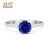 Round Blue Sapphire CZ Solitaire Gold Ring