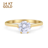 Round Cubic Zirconia Solitaire Gold Ring