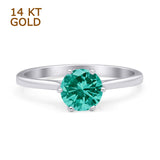 Round Paraiba Tourmaline CZ Solitaire Gold Ring