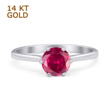 Round Ruby CZ Solitaire Gold Ring