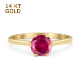 Round Ruby CZ Solitaire Gold Ring