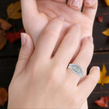 Two Piece Round Natural Stone Bridal Ring