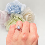 Pear Teardrop Halo Solitaire Ring