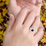 Three Stone Round Natural Stone Ring