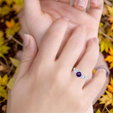 Round Natural Stone Three Stone Ring