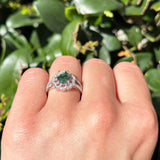 Art Deco Oval Natural Stone Flower Ring