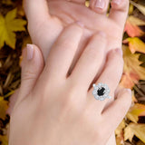 Vintage Style Oval Natural Stone Floral Ring