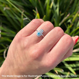 Hand Of Hamsa 13mm Evil Eye Cubic Zirconia Ring 925 Sterling Silver