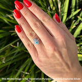 Hand Of Hamsa 13mm Evil Eye Cubic Zirconia Ring 925 Sterling Silver