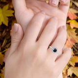 Floral Art Deco Round Natural Stone Ring