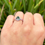 Teardrop Pear Natural Stone Halo Ring