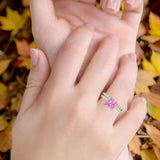Art Deco 8mm Princess Cut Pink CZ Stackable Ring 925 Sterling Silver