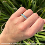 Half Eternity 5mm Blue CZ & Yellow CZ Wedding Band 925 Sterling Silver