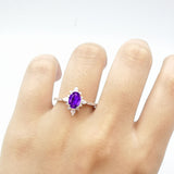 Oval Natural Stone Floral  Ring