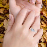 Art Deco Round Natural Stone Three Stone Ring