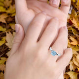 Round Natural Stone Solitaire Cathedral Ring