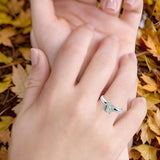  Round Natural Stone Solitaire Cathedral Ring