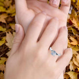  Round Natural Stone Solitaire Cathedral Ring