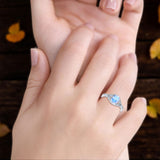 Oval Natural Stone Leaf Design Beaded Ring