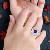 Three Piece Round Natural Stone Cocktail Ring