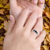 Art Deco Round Natural Stone Floral Ring