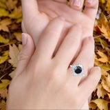 Art Deco Round Natural Stone Floral Ring