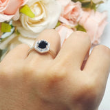 Vintage Style Round Natural Stone Hexagonal Ring