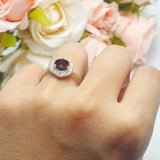 Vintage Style Round Natural Stone Hexagonal Ring