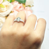 Oval Natural Stone Tapered Baguette Ring