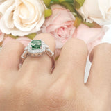 Art Deco Emerald Cut Halo Bridal Ring