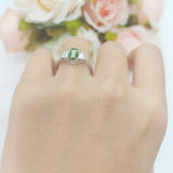 Three Stone Emerald Cut Trellis Ring