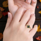 Twisted Rope Leaf Oxidized Ring