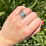 Oxidized Feather Ring Adjustable Band