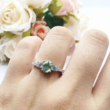 Three Stone Oval Natural Stone Trellis Ring
