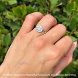 Moon Phases Ring 10mm Oxidized Round Lab Created Opal 925 Sterling Silver