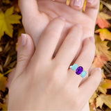 Art Deco Oval Natural Stone Trio Ring