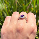 Vintage Style Round Natural Stone Flower Ring