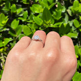 Art Deco Round Natural Stone Three Stone Ring