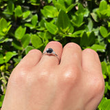 Art Deco Round Natural Stone Three Stone Ring