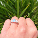Three Stone Oval Natural Stone Wedding Ring