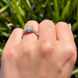 Art Deco Round Natural Stone Solitaire Ring