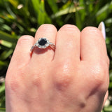 Art Deco Round Natural Stone Flower Ring