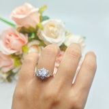Flower Trillium Round Natural Stone Ring
