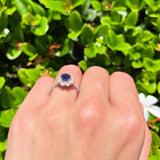 Art Deco Round Natural Stone Flower Ring